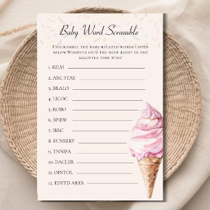 Papier Crème de glace rose Bébé Mot Scramble Jeu