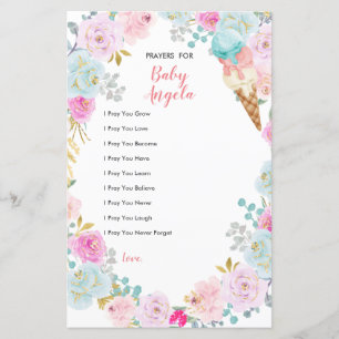 Papier Crème glacée pastel Prières florales pour bébé