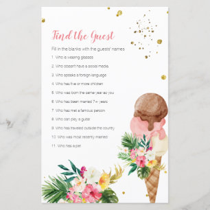 Papier Crème glacée tropicale Bridal Trouvez le jeu Invit