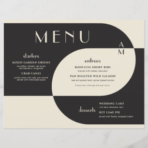 Papier Crème noire Mariage Art déco vintage