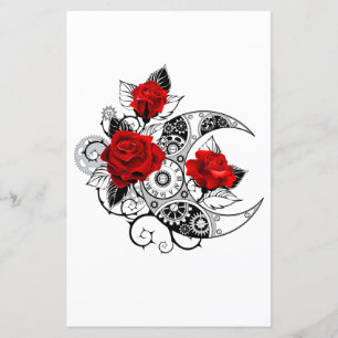 Papier Croissant mécanique avec roses rouges