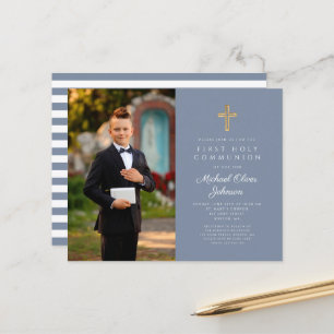Papier Croix Bleue Budget Photo Boy First Communion