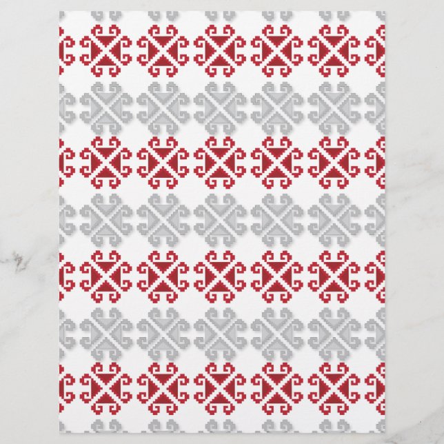 Papier Croix géométrique rouge et gris letton (Devant)