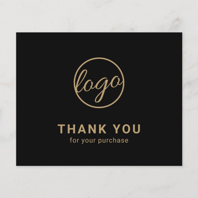 Papier Custom Logo Black and Gold Budget Thank You Card (Devant)