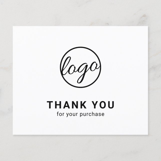 Papier Custom Logo Black and White Budget Thank You Card (Devant)