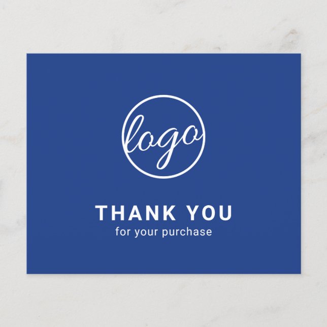 Papier Custom Logo Blue Budget Thank You Card (Devant)