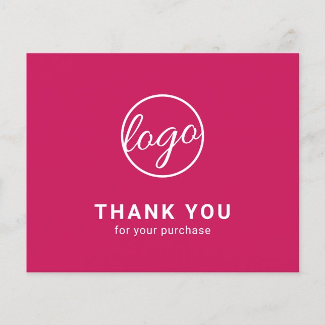 Papier Custom Logo Dark Pink Budget Thank You Card (Devant)