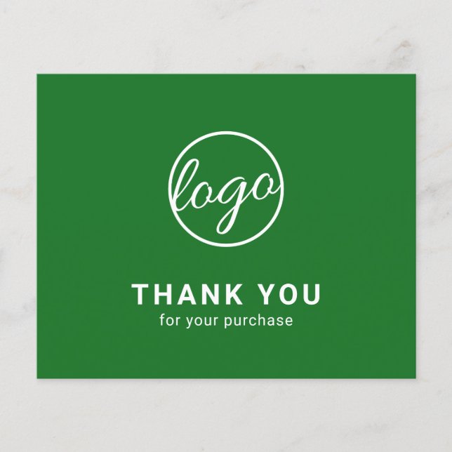 Papier Custom Logo Green Budget Thank You Card (Devant)