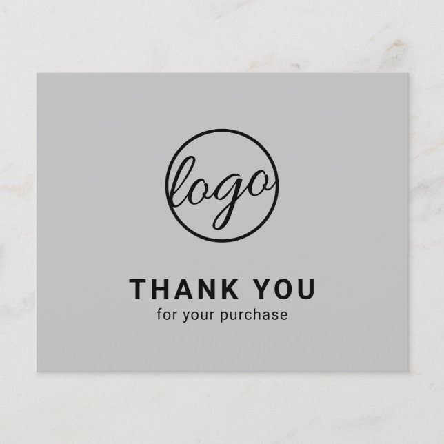 Papier Custom Logo Light Gray Budget Thank You Card (Devant)