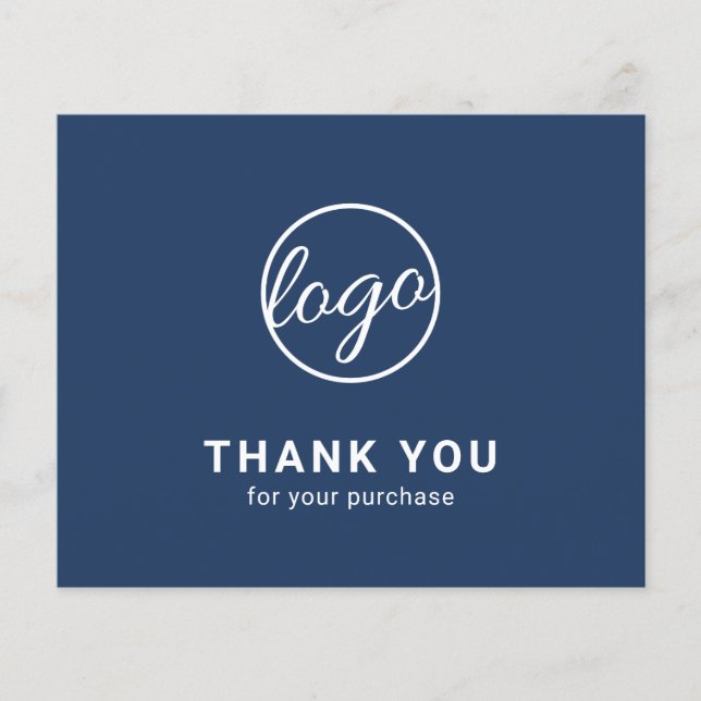 Papier Custom Logo Navy Blue Budget Thank You Card (Devant)