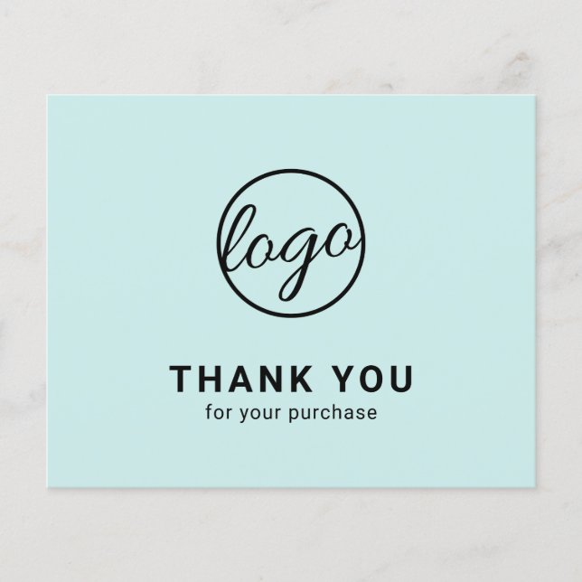 Papier Custom Logo Turquoise Budget Thank You Card (Devant)