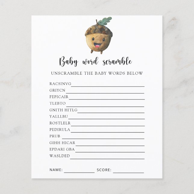 Papier Cute acorn - Baby Word Scramble Jeu (Devant)