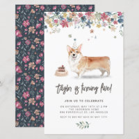 Cute Aquarelle Corgi Chien Invitation Anniversaire
