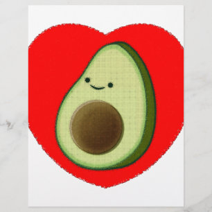 Papier Cute Avocado Dans Le Coeur Rouge