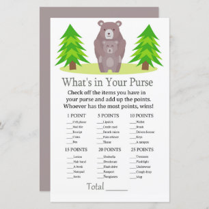 Papier Cute Bear Ce qui est dans votre baby shower de jeu