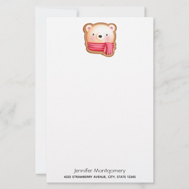 Papier Cute Bear Face Red Scarf et Rosy Cheeks Christmas (Devant)