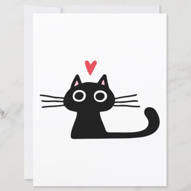Papier Cute Black Cat with Heart  Kitten Valentine Classi (Devant)
