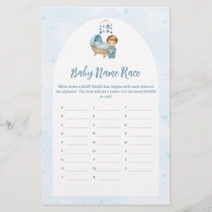 Papier Cute Boy Blue Nursery Baby shower Nom de la course