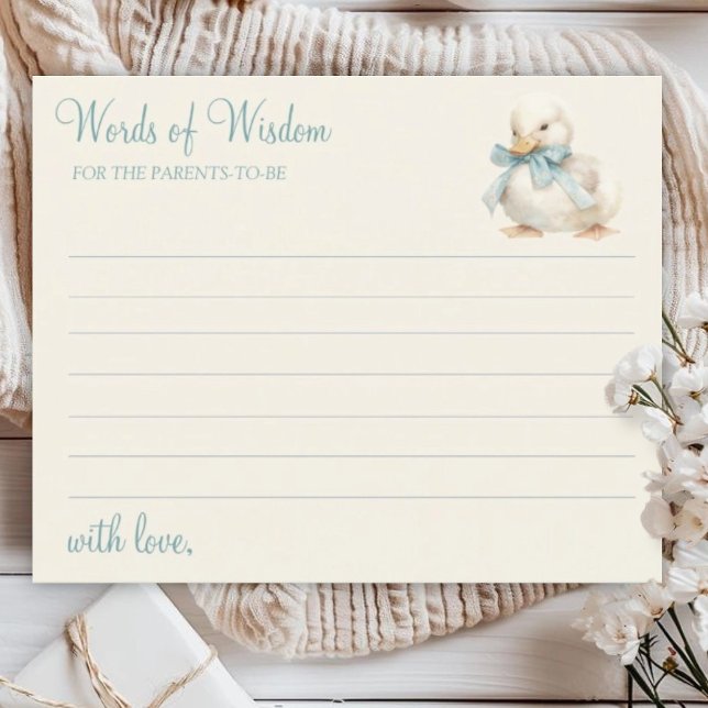 Papier Cute Duckkkwith Ribbon Baby shower Conseils Card (Créateur téléchargé)