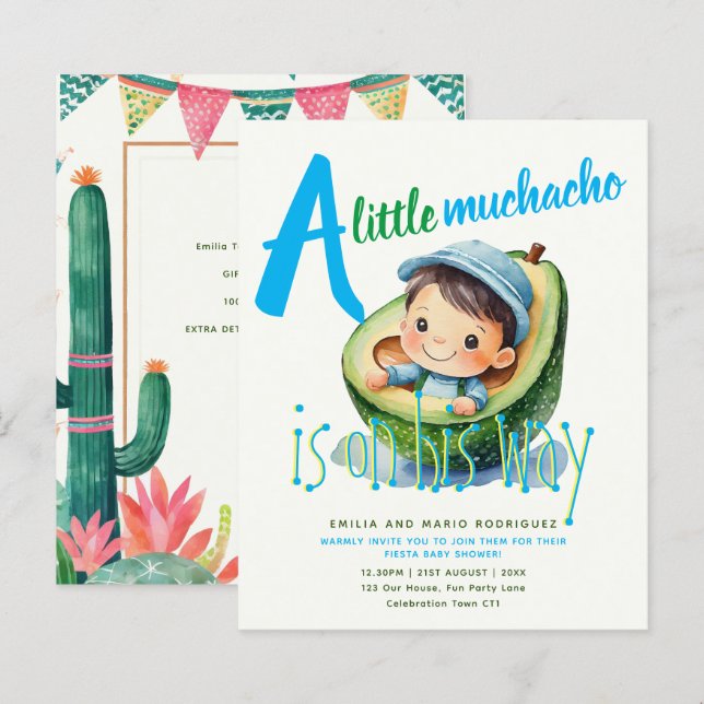 Papier Cute Fiesta Boy Baby shower Muchacho BUDGET (Devant / Derrière)