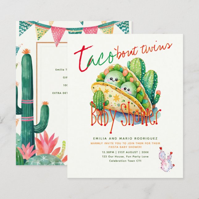 Papier Cute Fiesta Taco TWINS Baby shower MEILLEUR BUDGET (Devant / Derrière)
