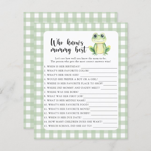 Papier Cute grenouille - Qui connaît maman mieux (Devant / Derrière)