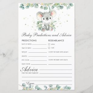 Papier Cute Koala Greenery Baby Prédictions et conseils