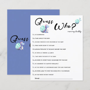 Papier Cute Little Dinosaur Baby shower Devinez Qui Joue