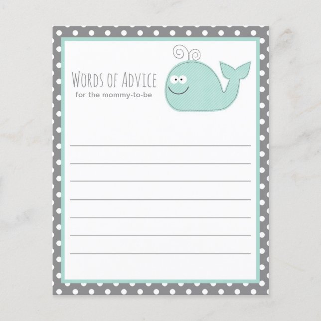 Papier Cute Little Whale Conseil Baby shower Jeu / Aqua (Devant)