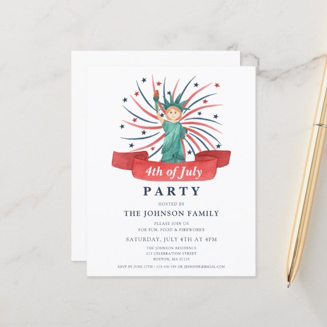 Papier Cute Patriotique Rouge Blanc Et Bleu 4 juillet (Devant/Arrière en situation)