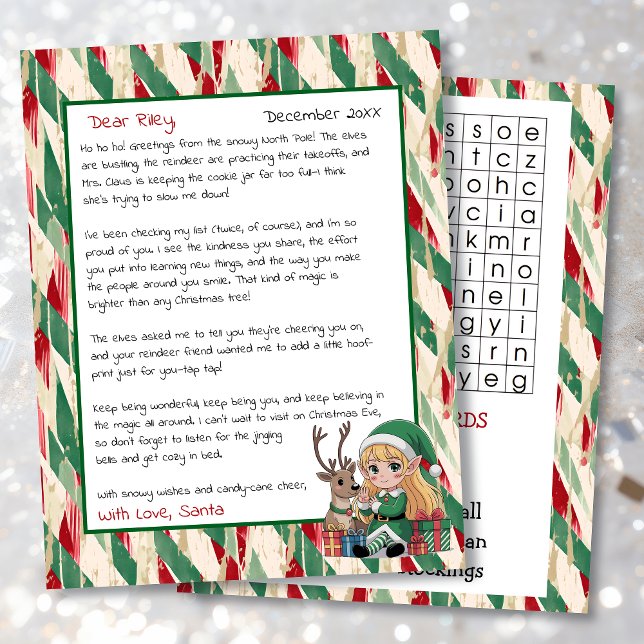 Papier Cute Personalized Letter from Santa | Word Search (Créateur téléchargé)