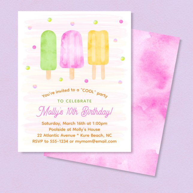 Papier Cute Popsicles Girl été Anniversaire Invitation (Créateur téléchargé)