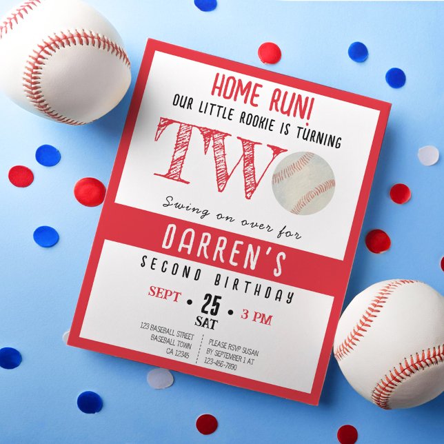 Papier Cute Rookie Baseball Budget 2e Invitation d'annive (Créateur téléchargé)