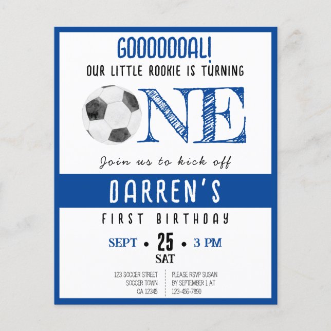 Papier Cute Rookie Football Budget 1er Anniversaire Invit (Devant)