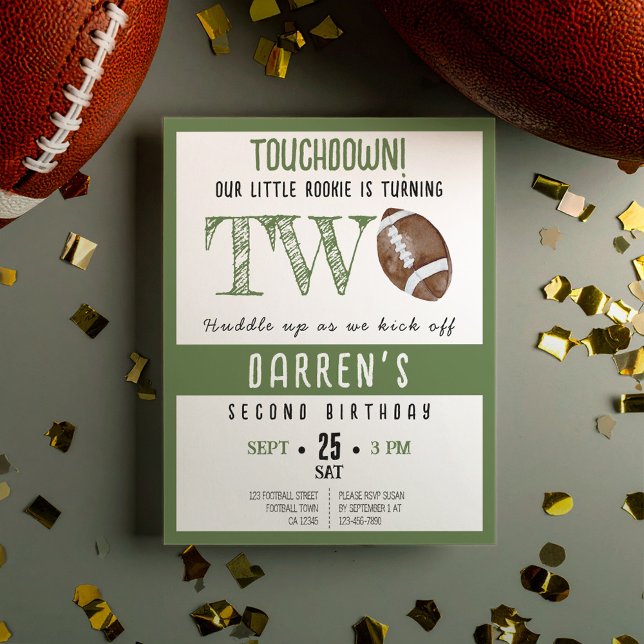 Papier Cute Rookie Football Budget 2e Invitation d'annive (Créateur téléchargé)