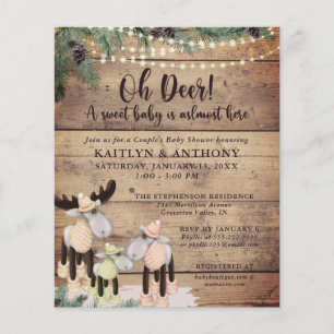 Papier Cute Rustic Deer Couple Baby shower Invitation bud