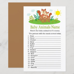 Papier Cute Squirrel Bébé Animaux Nom Jeu