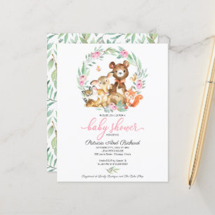 Papier Cute Woodland Animaux Baby shower verdoyant