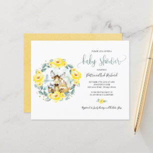 Papier Cute Woodland Animaux Végétation Baby shower Budge