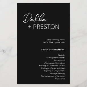 Papier Dahlia Black Contemporary Modern Mariage