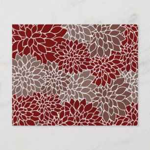 Papier Dahlias rouges et argentés