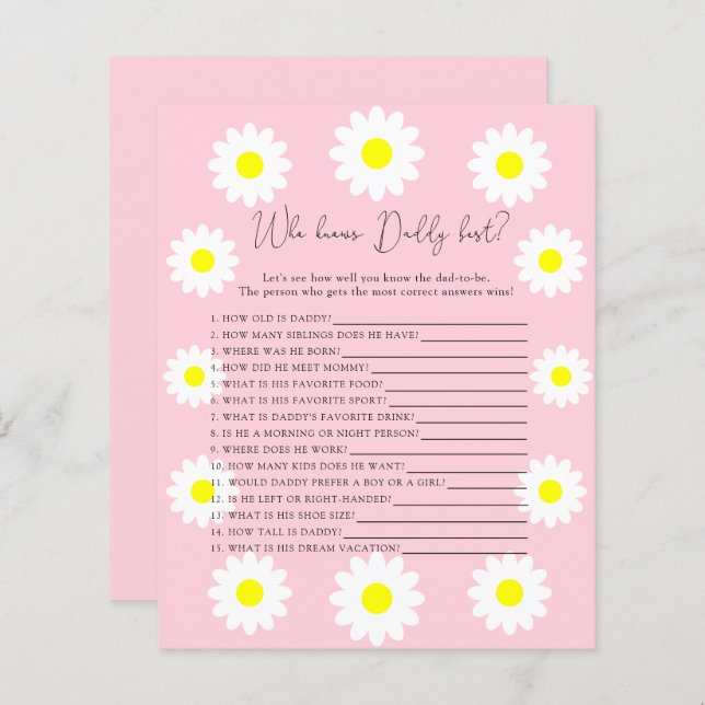 Papier Daisées fleurs sauvages - Qui connaît le mieux DAD (Devant / Derrière)