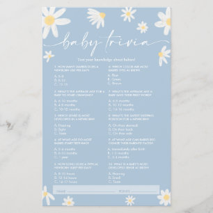 Papier Daisy Blue Baby Trivia, Baby shower Game