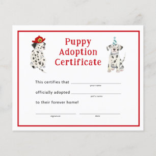 Papier Dalmatiens Boy Party Puppy Adoption Certificat