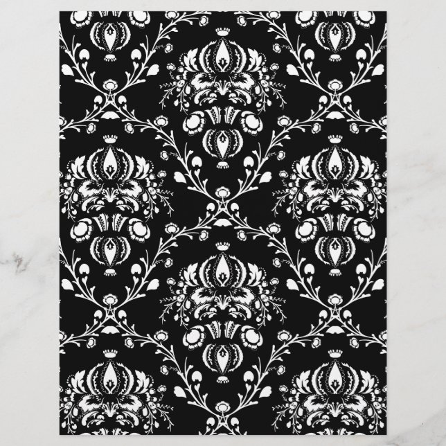 Papier Damas noir et blanc (Devant)