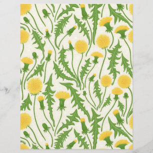 Papier Dandelions, vert, jaune et blanc