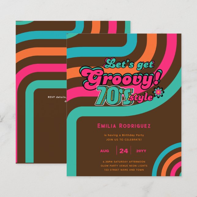 Papier Danses rétro des années 70 Danse Anniversaire Boog (Devant / Derrière)