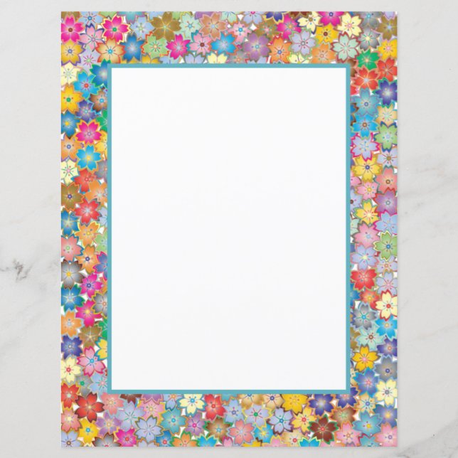 Papier d'artisanat à cadre fleuri coloré (Devant)