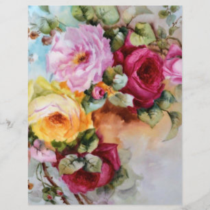 Papier d'artisanat d'art fleuri Rose peint à la ma