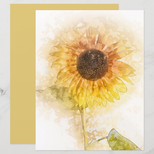 Papier d'artisanat de tournesol Watercolor (Devant / Derrière)
